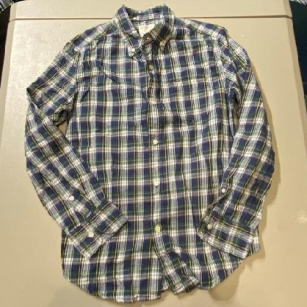 Crewcuts Blue Plaid Button Down Collared Dress Shirt 100% Cotton Boy's Size 12